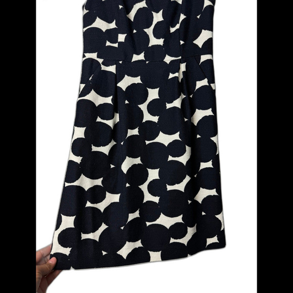 Ann Taylor Loft Women's Size 00P Linen Dress Polka Dot Navy White Knee Length - Picture 4 of 9
